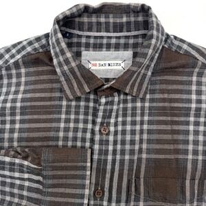 32 Bar Blues Shirt Mens S Brown Plaid Long‎ Sleeve Button Up 100% Cotton Turkey